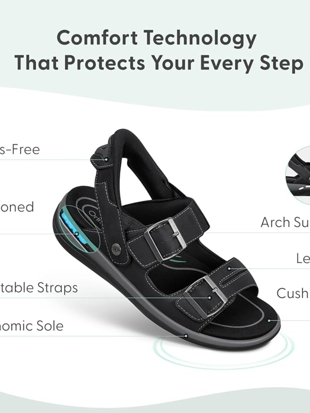 Orthofeet Men's Jupiter Sandals 10.5 - Picture 7 of 13